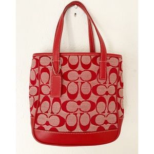 Coach Red/Beige Signature Mini Lunch Tote J1J-6087